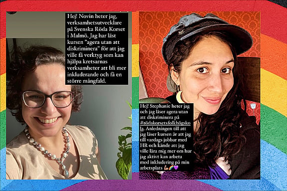 Collage med två personporträtt på tidigare deltagare på kursen.